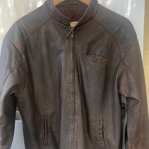 ale luy’s Other - Vintage Ale luy’s Leather mens jacket brown black soft leather sz M moto bomber
